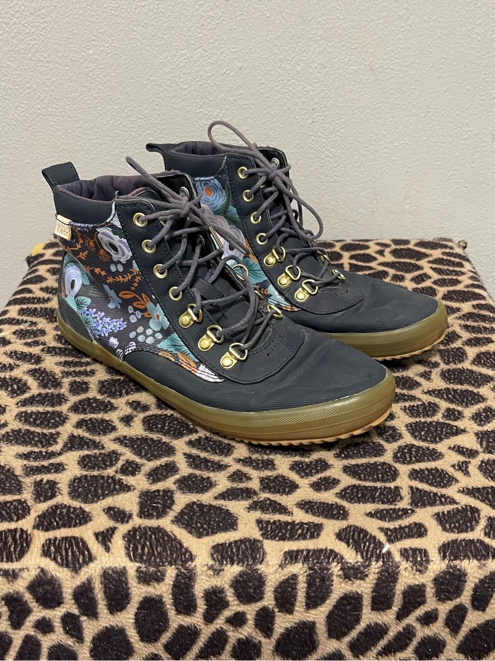 Keds X Rifle Paper Company Scout Floral Ankle Boots Navy Blue Casual Womens 8